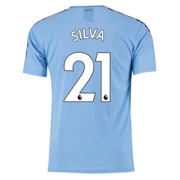 Camiseta Manchester City NO.21 Silva 1ª 2019 2020 Azul